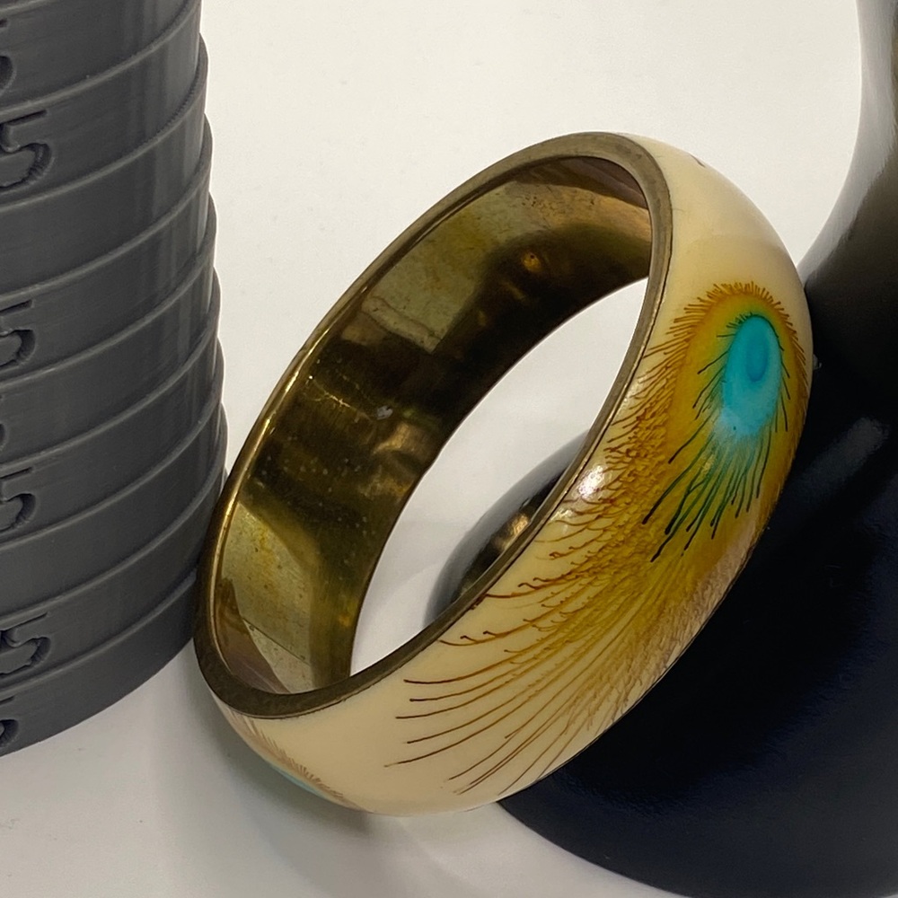 Peacock Feather Bangle Bracelet - image 7